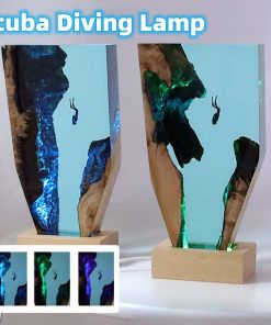 Desktop Lamp Marine Cave Diver Creative Art Wood Resin Night Light Gift Home Decor TurboTech Co 2