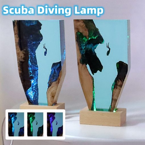 Desktop Lamp Marine Cave Diver Creative Art Wood Resin Night Light Gift Home Decor TurboTech Co 2