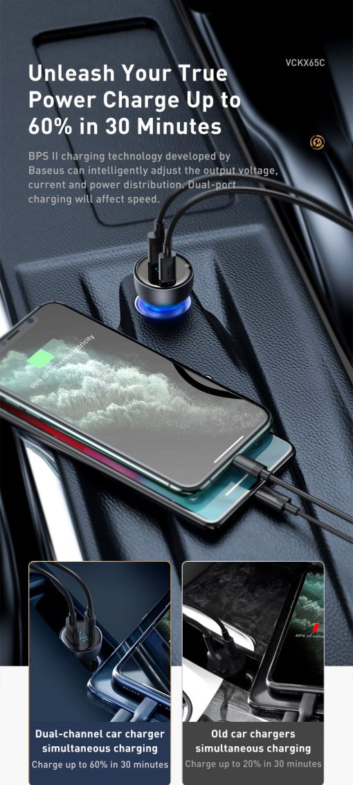 Fast Car Charger Type-C + USB Dual Port Mobile Car Charging Device TurboTech Co 4