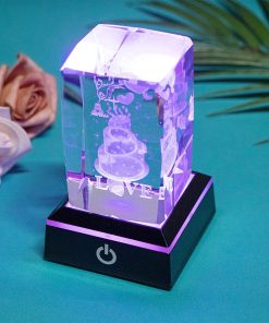 Table Lamp Crystal Laser Carved Rose Desk Nightlight Gift Idea Home Decor