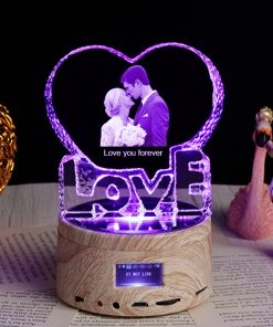 Personalized Gifts Crystal Photo Lamp Bluetooth Speaker Rotating Color Changing 3D Home Decor Nightlight TurboTech Co