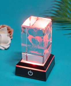 Table Lamp Crystal Laser Carved Rose Desk Nightlight Gift Idea Home Decor