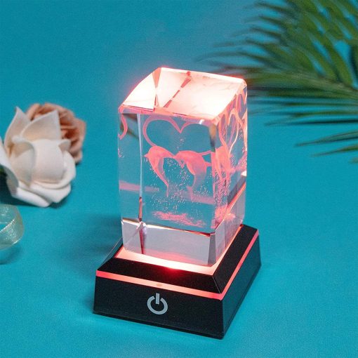 Table Lamp Crystal Laser Carved Rose Desk Nightlight Gift Idea Home Decor TurboTech Co 6