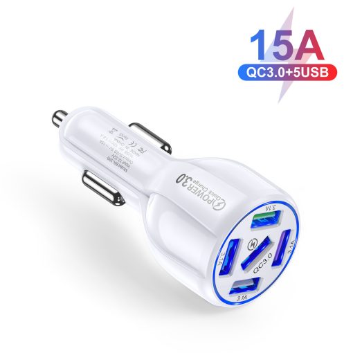 5-port Car Fast Charger QC3.0 USB Phone Car Charger TurboTech Co 5