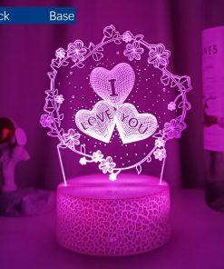 Table Lamp Creative 3D I Love You Gift Couple RGB Nightlight Home Decor