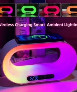 Multi-function LED Lamp APP Control RGB Atmosphere Smart Wireless Charger Alarm Clock 3 In 1 Night Light TurboTech Co