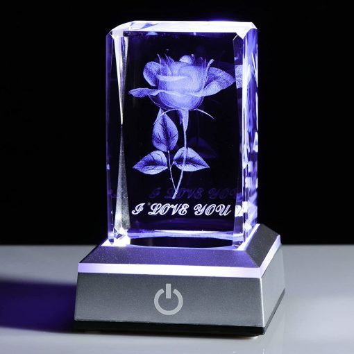 Table Lamp Crystal Laser Carved Rose Desk Nightlight Gift Idea Home Decor TurboTech Co 8