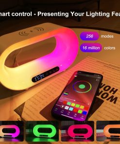 Multi-function LED Lamp APP Control RGB Atmosphere Smart Wireless Charger Alarm Clock 3 In 1 Night Light