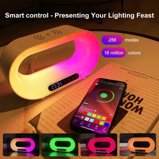 Multi-function LED Lamp APP Control RGB Atmosphere Smart Wireless Charger Alarm Clock 3 In 1 Night Light TurboTech Co 3