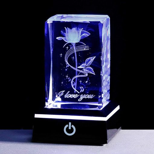 Table Lamp Crystal Laser Carved Rose Desk Nightlight Gift Idea Home Decor TurboTech Co 7