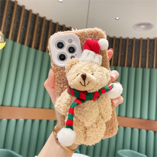 Plush Bear Plush iPhone Case Furry Stuffed Three-Dimensional  Animal Mobile Cover TurboTech Co 8
