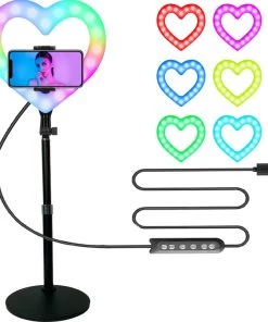 Tripod Mobile 10In Heart-shape RGB Ring Light Stand TurboTech Co