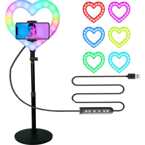 Tripod Mobile 10In Heart-shape RGB Ring Light Stand TurboTech Co