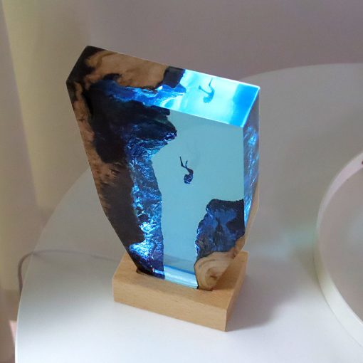 Desktop Lamp Marine Cave Diver Creative Art Wood Resin Night Light Gift Home Decor TurboTech Co 5