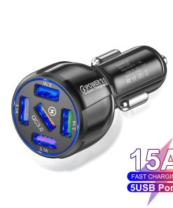 5-port Car Fast Charger QC3.0 USB Phone Car Charger