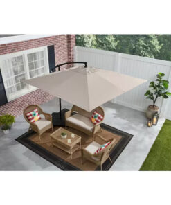 8 ft. Steel Cantilever Patio Umbrella in Riverbed Brown -TurboTech.co