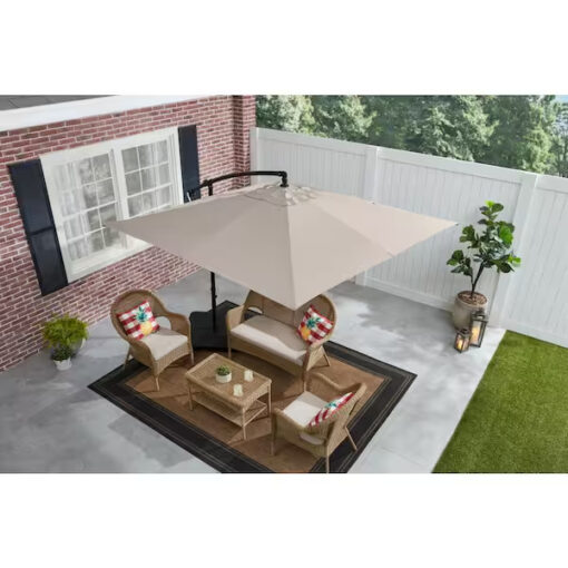 8 ft. Steel Cantilever Patio Umbrella in Riverbed Brown -TurboTech.co