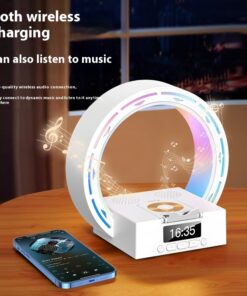 4 In 1 Wireless Charger Bluetooth Speaker Charging Pad Bedside Lamp With Alarm Clock Wake-Up Light For Bedroom Support USB Drive TF Card