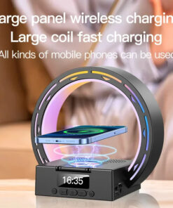 4 In 1 Wireless Charger Bluetooth Speaker Charging Pad Bedside Lamp With Alarm Clock Wake-Up Light For Bedroom Support USB Drive TF Card