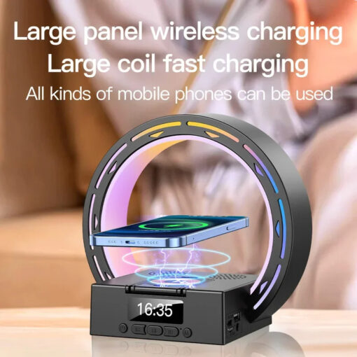 4 In 1 Wireless Charger Bluetooth Speaker Charging Pad Bedside Lamp With Alarm Clock Wake-Up Light For Bedroom Support USB Drive TF Card TurboTech Co 5