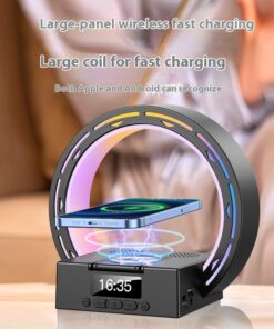 4 In 1 Wireless Charger Bluetooth Speaker Charging Pad Bedside Lamp With Alarm Clock Wake-Up Light For Bedroom Support USB Drive TF Card