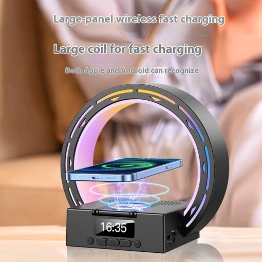 4 In 1 Wireless Charger Bluetooth Speaker Charging Pad Bedside Lamp With Alarm Clock Wake-Up Light For Bedroom Support USB Drive TF Card TurboTech Co 4