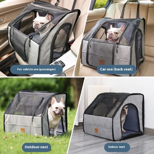 Foldable Car Waterproof Pet Cage And Wear Resisting Thickened Travel Pet Cage With Mat TurboTech Co 3