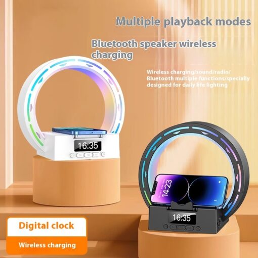 4 In 1 Wireless Charger Bluetooth Speaker Charging Pad Bedside Lamp With Alarm Clock Wake-Up Light For Bedroom Support USB Drive TF Card TurboTech Co 8