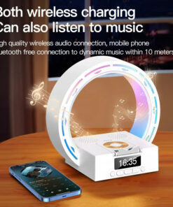 4 In 1 Wireless Charger Bluetooth Speaker Charging Pad Bedside Lamp With Alarm Clock Wake-Up Light For Bedroom Support USB Drive TF Card