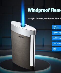 Blue Flame Direct Punching Windproof Lighter Metal Gas Lighters