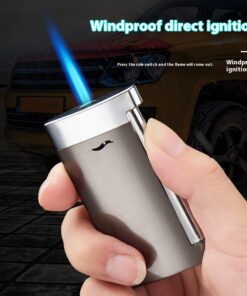 Blue Flame Direct Punching Windproof Lighter Metal Gas Lighters TurboTech Co