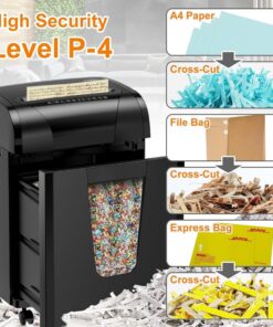 Heavy Duty Paper Shredder 18 Sheet Cross Cut Level P4 Credit Card CD With Large Pull Out Bin Jam Proof System For Home & Office