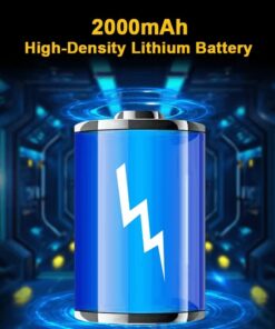 Blue nylon backpack with multiple pockets and padded straps