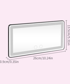 Portable Mini Makeup Mirror With 3 Lighting Modes LED Dimmable Touch Control & Self Adhesive Strap Black and white striped canvas tote bag with leather handles and a spacious interior.