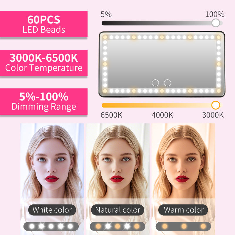 Portable Mini Makeup Mirror With 3 Lighting Modes LED Dimmable Touch Control & Self Adhesive Strap Lightweight blue backpack with padded straps and multiple pockets