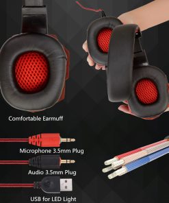 Luminous Gaming Headset with Rotatable Omnidirectional Mic & 3D Surround Sound