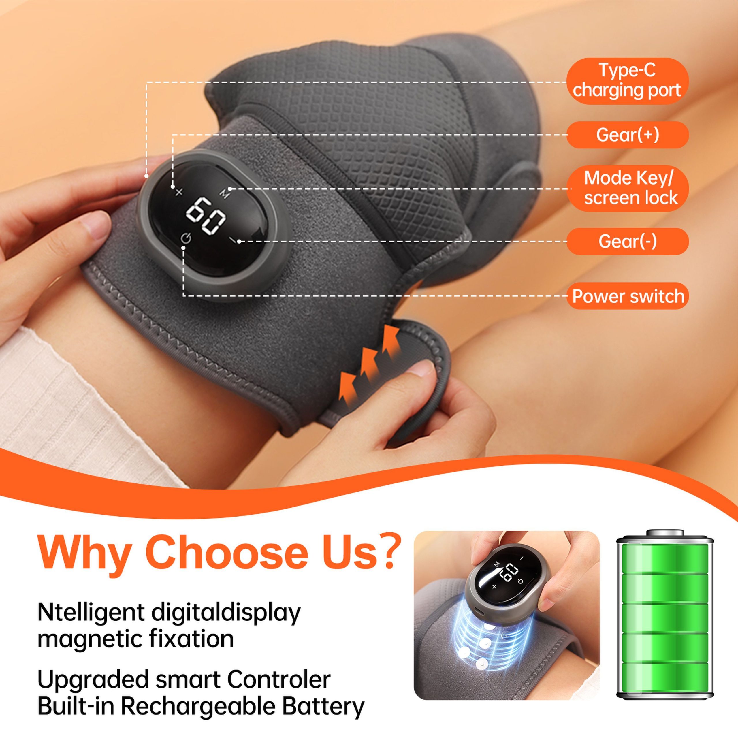Portable Knee Pain Relief Pad Massaging Tool– Smart & Rechargeable Portable Knee Pain Relief Pad Massaging Tool– Smart & Rechargeable - Image 2