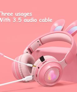 Wireless Luminous Headphones Rabbit Ear Built-In Mic Headset with RGB Lights MP3 & SD Card Ready Wireless Luminous Headphones Rabbit Ear Built-In Mic Headset with RGB Lights MP3 & SD Card Ready