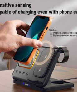 5-in-1 Wireless Charging Station with LED Alarm Clock, Fast Charger for Phone, Watch & Earbuds