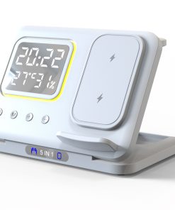 Wireless Charging Station with LED Alarm Clock, Fast Charger for Phone, Watch