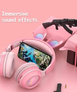 Wireless Luminous Headphones Rabbit Ear Built-In Mic Headset with RGB Lights MP3 & SD Card Ready Wireless Luminous Headphones Rabbit Ear Built-In Mic Headset with RGB Lights MP3 & SD Card Ready