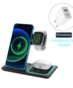 Alternative view of 3 in 1 Wireless Fast Charger Folding Charging Station