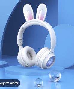 Wireless Luminous Headphones Rabbit Ear Built-In Mic Headset with RGB Lights MP3 & SD Card Ready