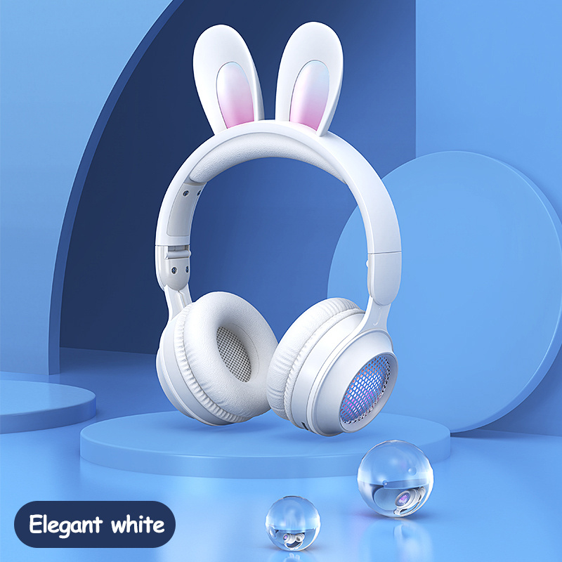 Wireless Luminous Headphones Rabbit Ear Built-In Mic Headset with RGB Lights MP3 & SD Card Ready Wireless Luminous Headphones Rabbit Ear Built-In Mic Headset with RGB Lights MP3 & SD Card Ready