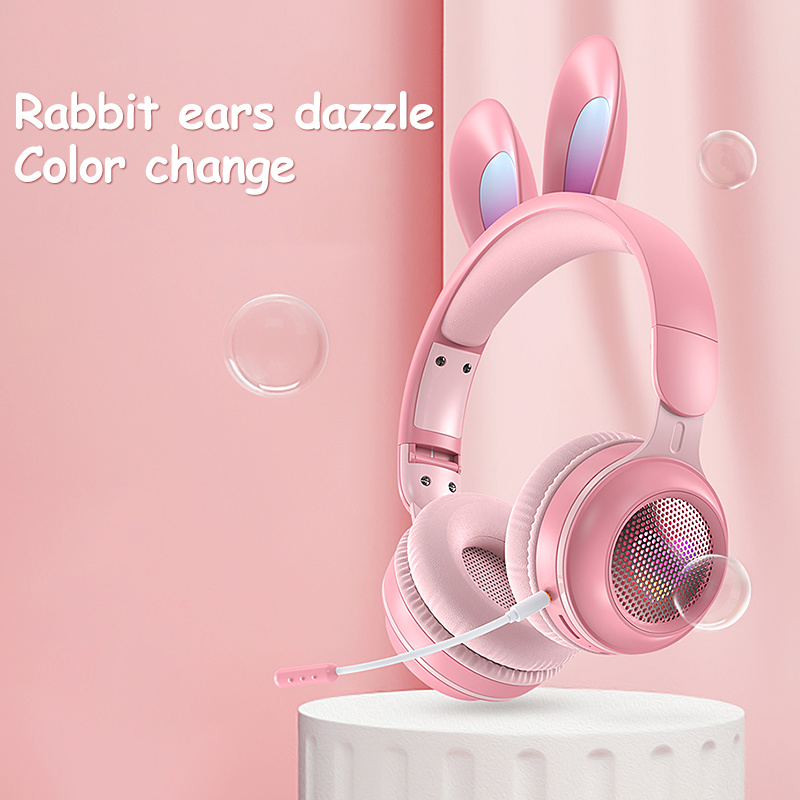 Wireless Luminous Headphones Rabbit Ear Built-In Mic Headset with RGB Lights MP3 & SD Card Ready Wireless Luminous Headphones Rabbit Ear Built-In Mic Headset with RGB Lights MP3 & SD Card Ready - Image 4