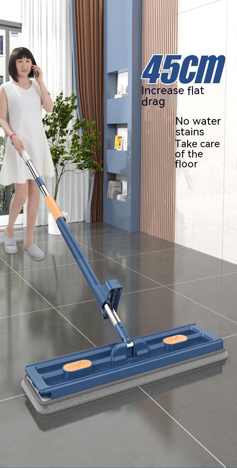 Large 360° Rotating Flat Mop – Self-Dehydrating Built-In Scraper Fast Drying, Strong Absorption, Multi-Use Home Cleaning Large 360° Rotating Flat Mop – Self-Dehydrating Built-In Scraper Fast Drying, Strong Absorption, Multi-Use Home Cleaning - Image 6