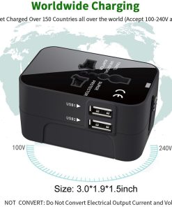 Worldwide Universal Travel Adapter – All-in-One International Power Plug with Dual USB Charging (100–240V) Worldwide Universal Travel Adapter – All-in-One International Power Plug with Dual USB Charging (100–240V)