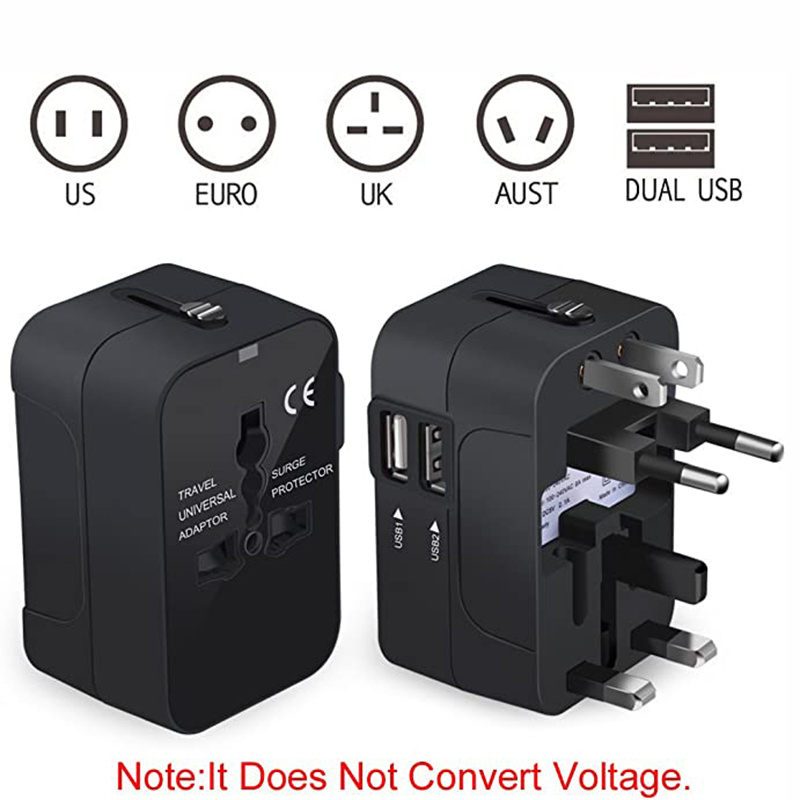 Worldwide Universal Travel Adapter – All-in-One International Power Plug with Dual USB Charging (100–240V) Worldwide Universal Travel Adapter – All-in-One International Power Plug with Dual USB Charging (100–240V)