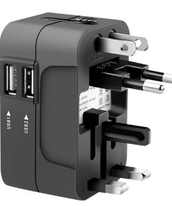 Worldwide Universal Travel Adapter – All-in-One International Power Plug with Dual USB Charging (100–240V)