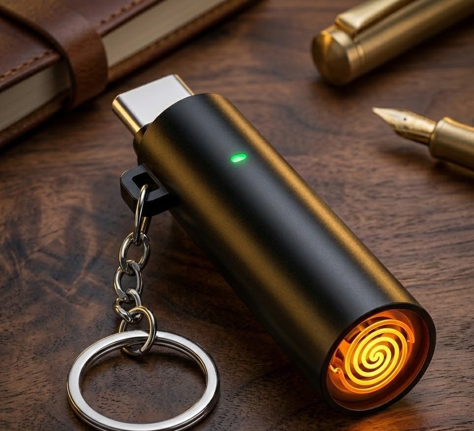 Flameless Electric Lighter Blow-Activated Smart Sensor Mini Keychain Igniter Coil Type-C Rechargeable Lighter Eletric Rechargable lighter -TurboTech Co